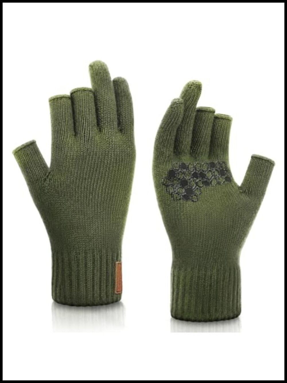 Merino Wool Fingerless Gloves 3-Cut Anti-Slip Knit Fishing Gloves